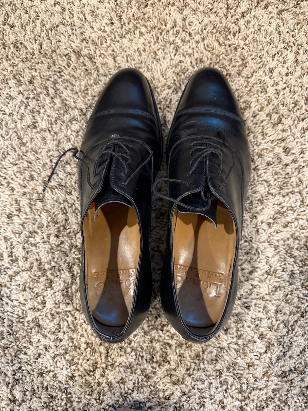 LODING Black Leather Derby Oxfords
